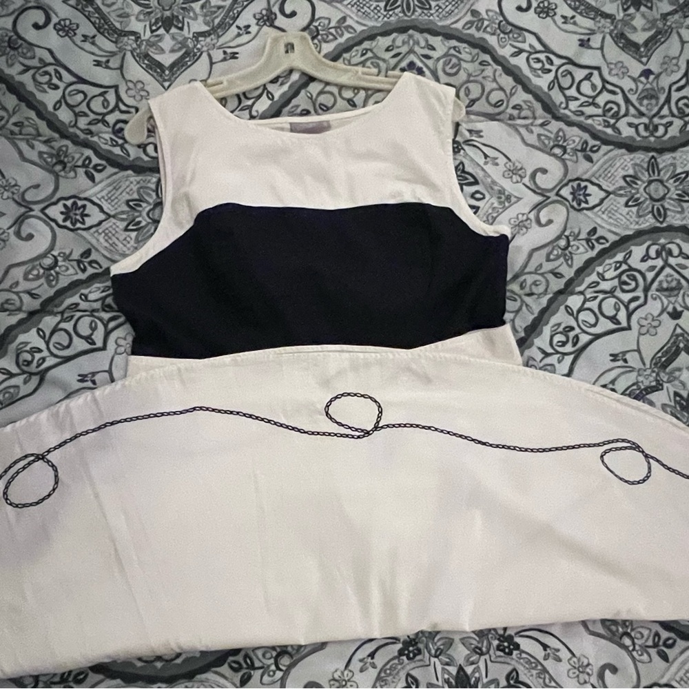 Elegant Navy and White Dress